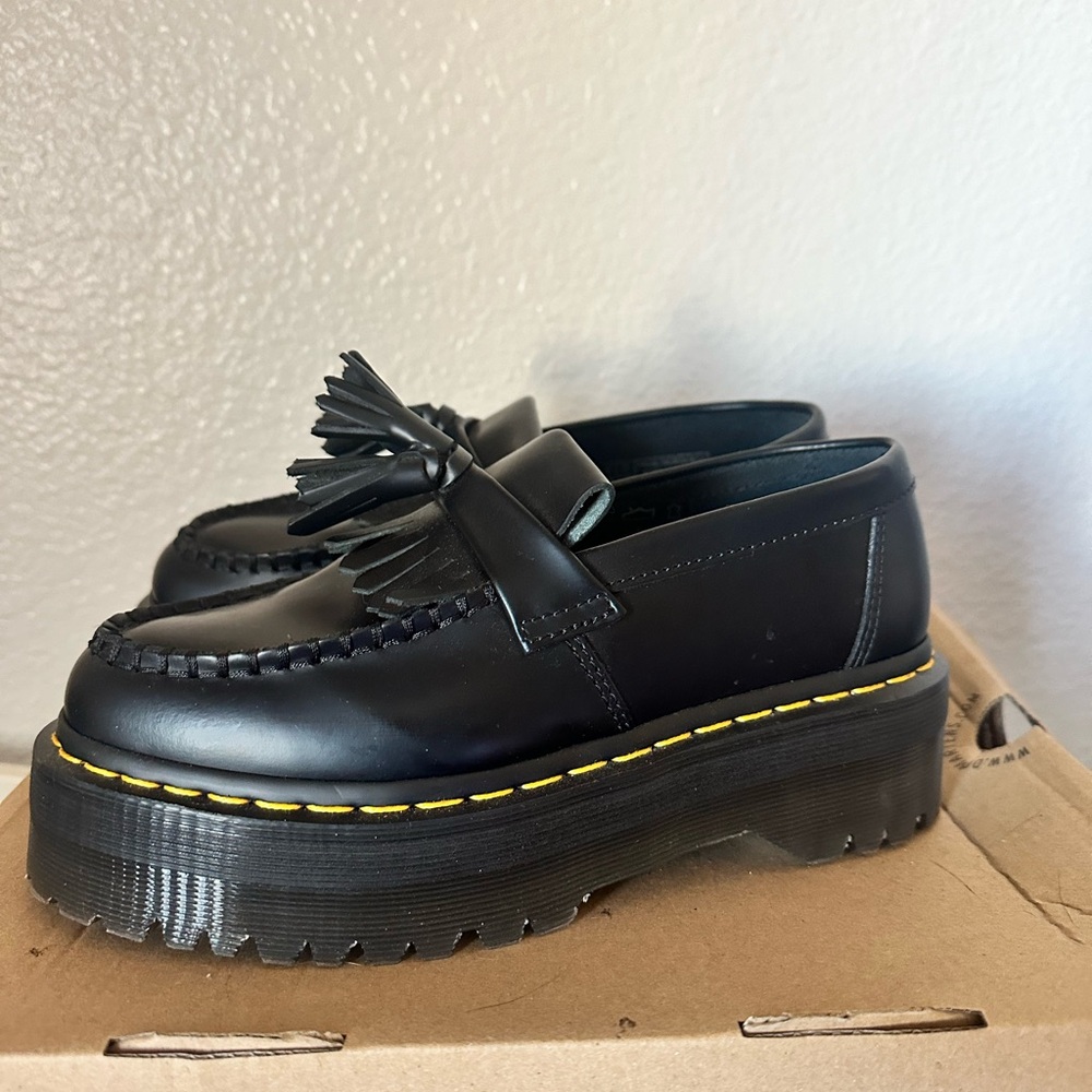 Adrian leather platform tassel loafer..